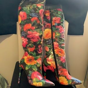 Floral Knee high heeled boots from Lemon drop